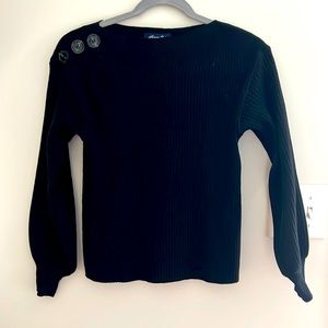 Anna Cai Black Sweater with buttons on shoulder, size XS